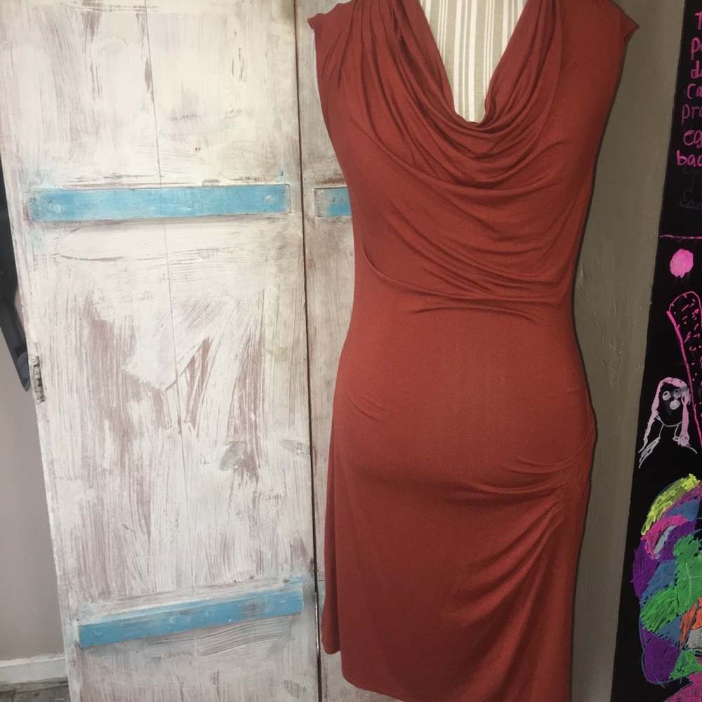 Cowl neck jersey midi dress